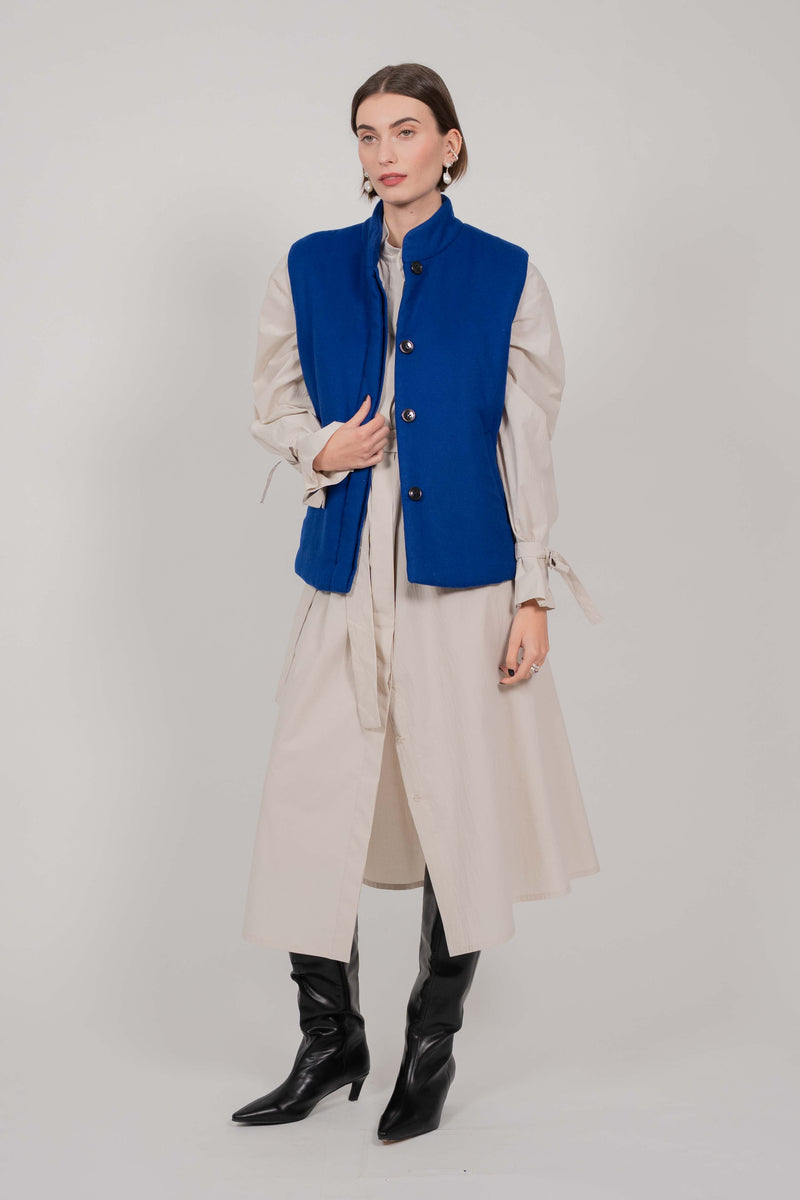 WOOL VEST WITH EMBROIDERY (KLEIN BLUE)