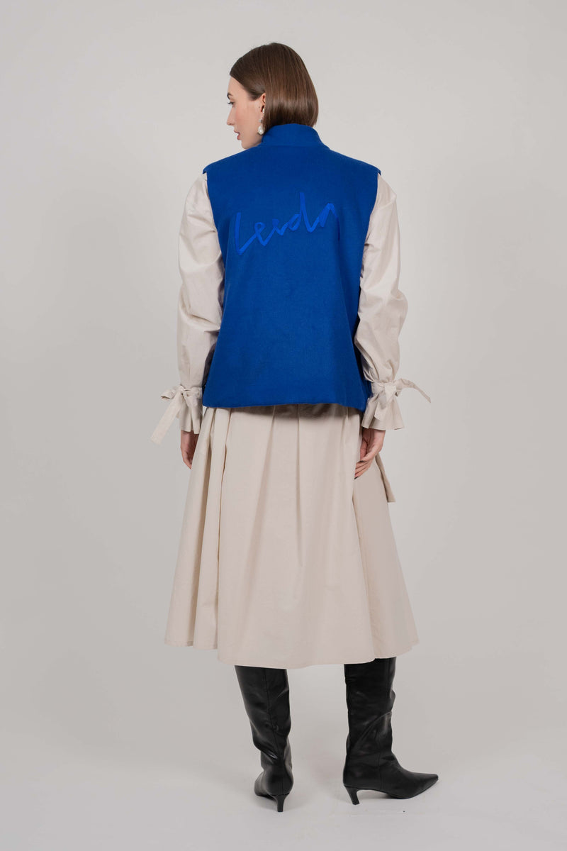 WOOL VEST WITH EMBROIDERY (KLEIN BLUE)