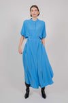 SILK SHIRT DRESS WITH LONG SLEEVES (SKY BLUE)