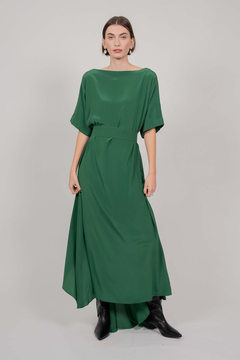 SILK DRESS KNOT LONG (GREEN)