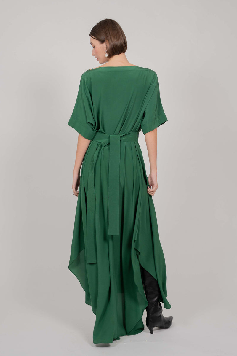 SILK DRESS KNOT LONG (GREEN)