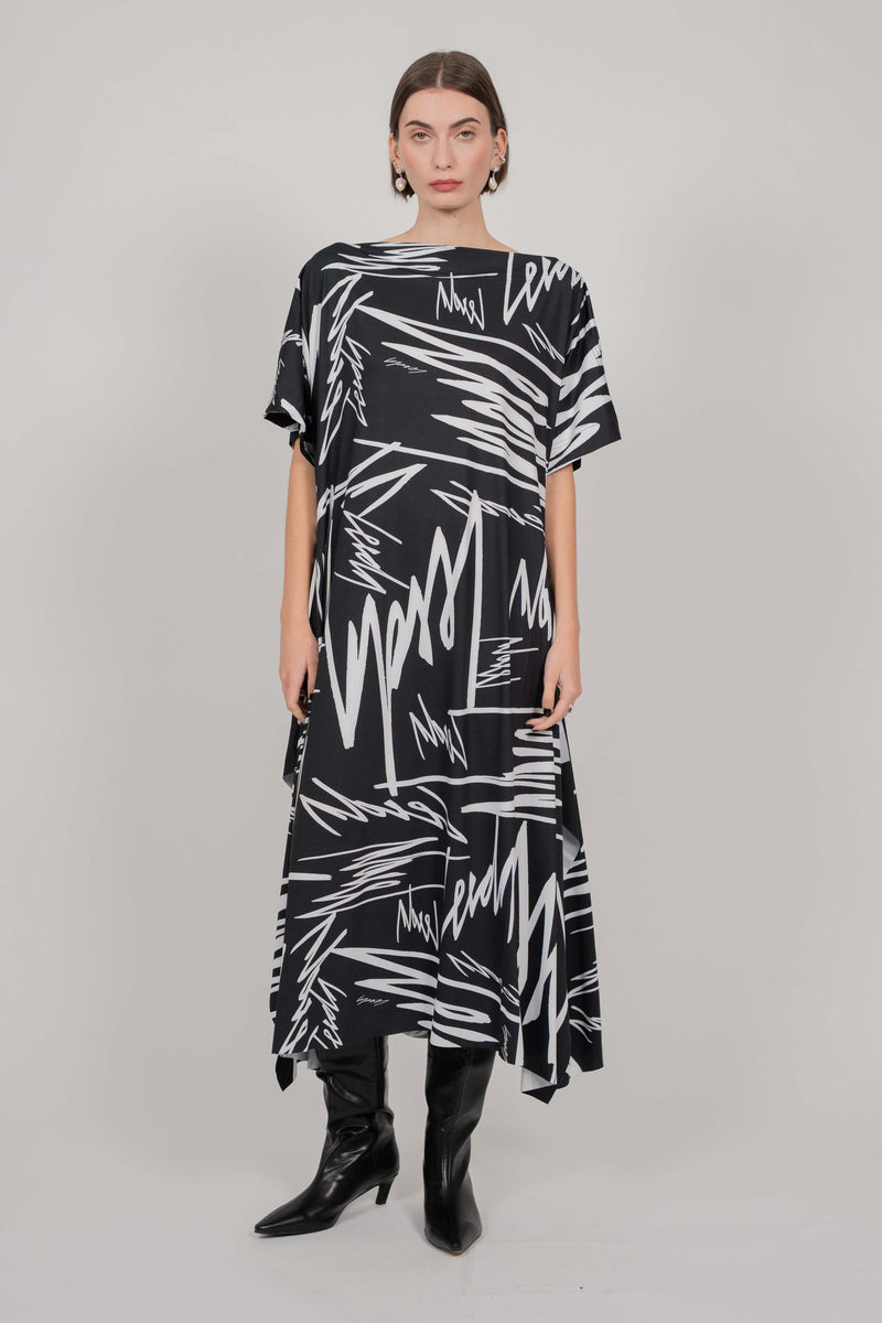 DRESS KNOT CONTRAST PRINT