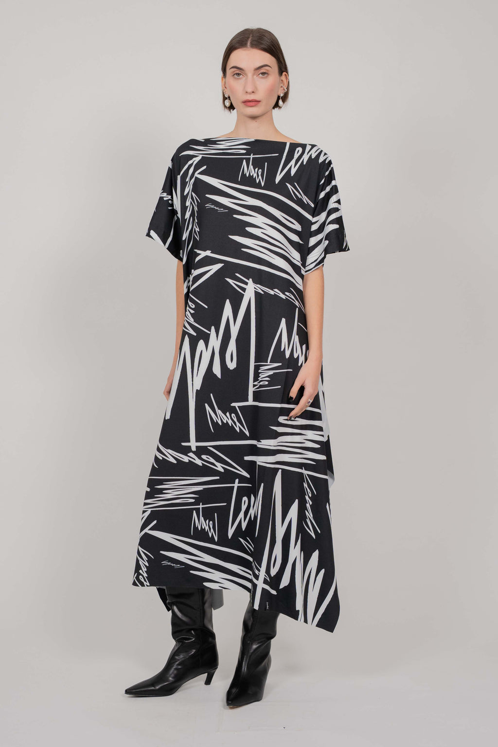 DRESS KNOT CONTRAST PRINT