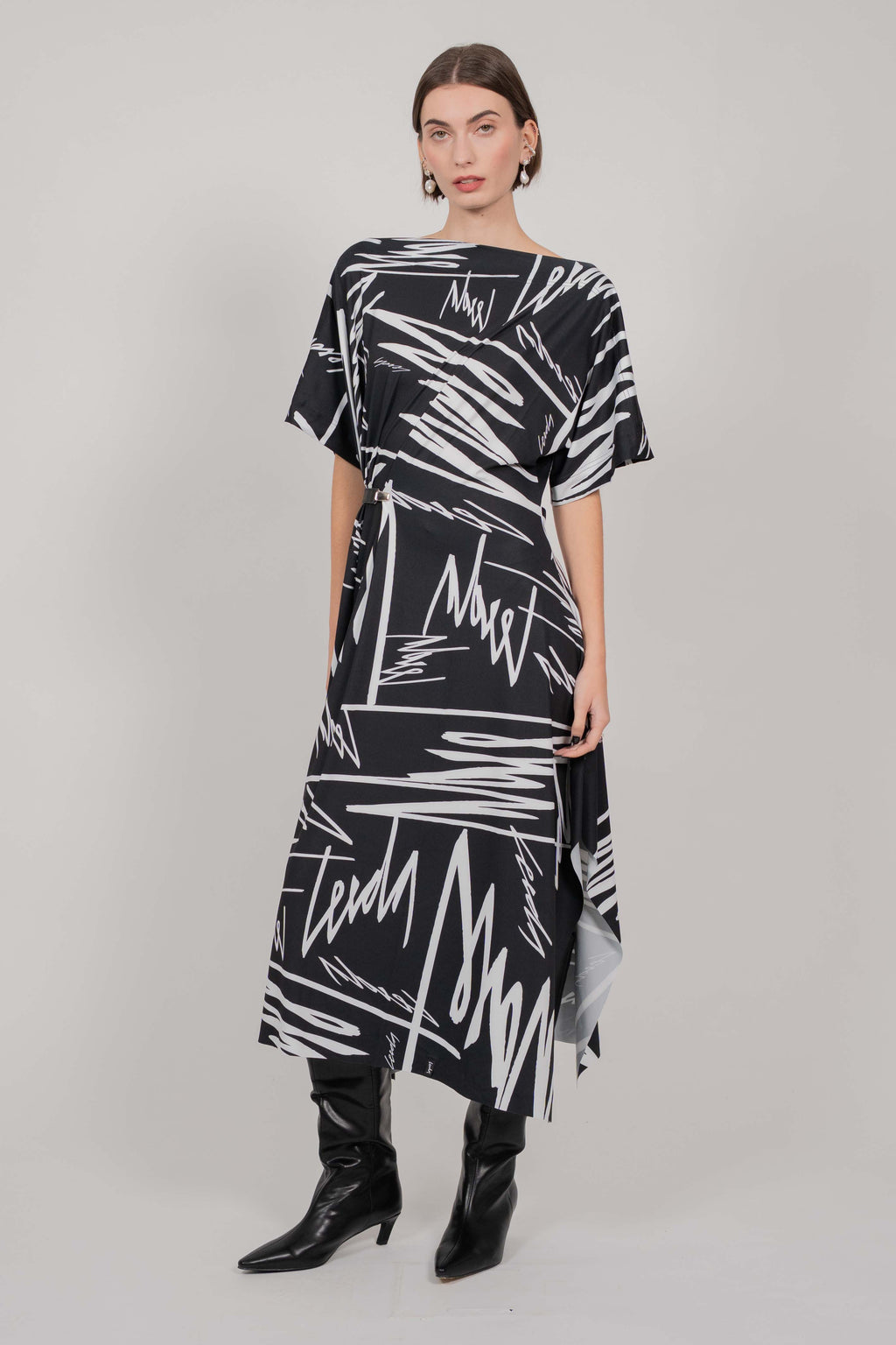 DRESS KNOT CONTRAST PRINT