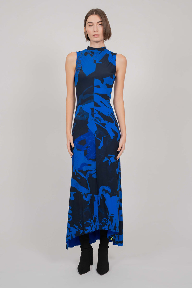 ELASTIC DRESS MIDI (BLUE PRINT)