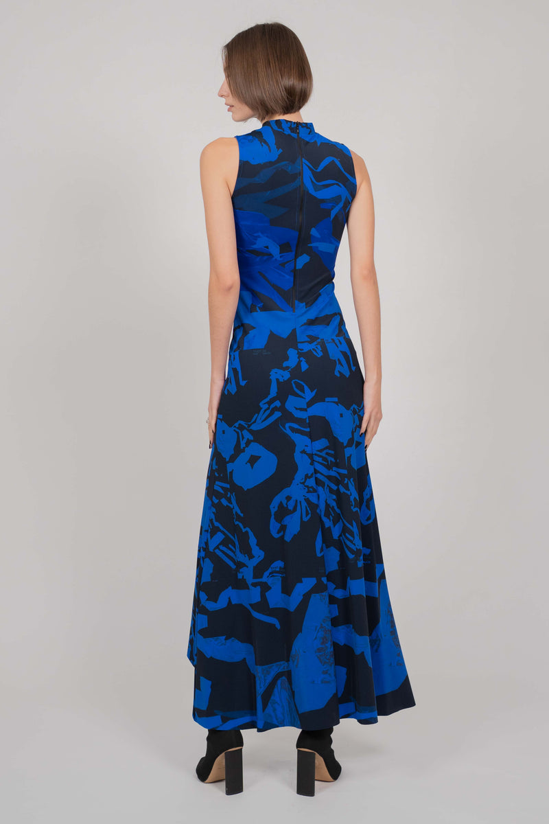 ELASTIC DRESS MIDI (BLUE PRINT)