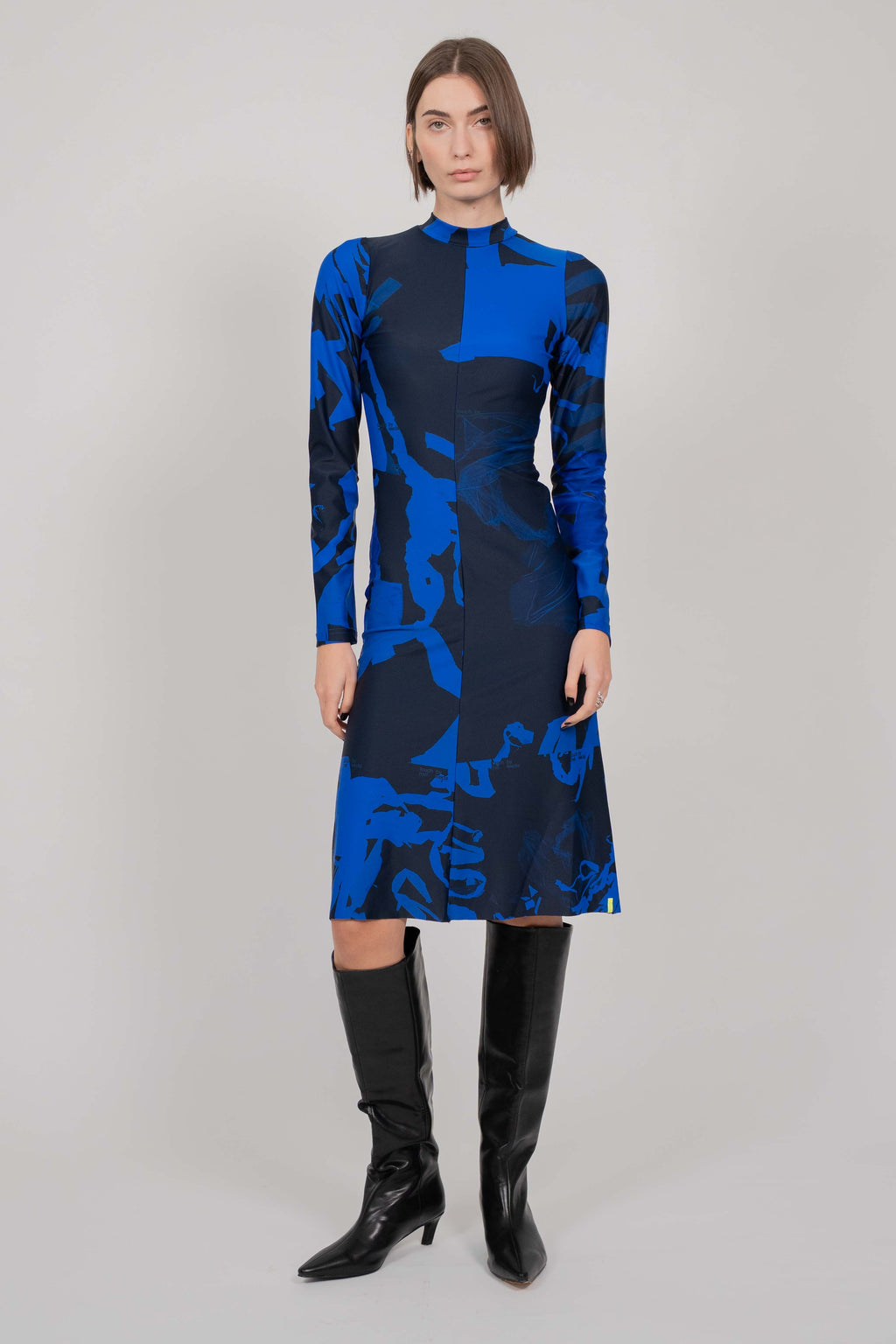ELASTIC DRESS WITH LONG SLEEVES MINI (BLUE PRINT)
