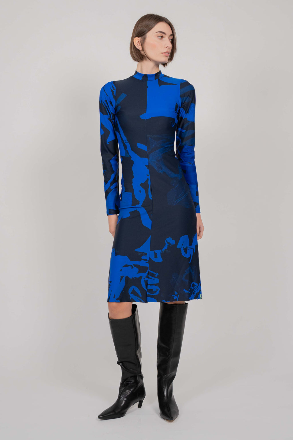 ELASTIC DRESS WITH LONG SLEEVES MINI (BLUE PRINT)