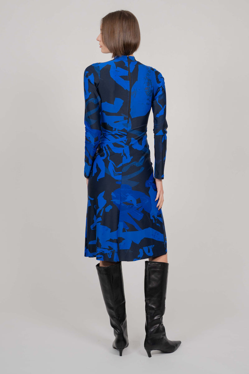 ELASTIC DRESS WITH LONG SLEEVES MINI (BLUE PRINT)