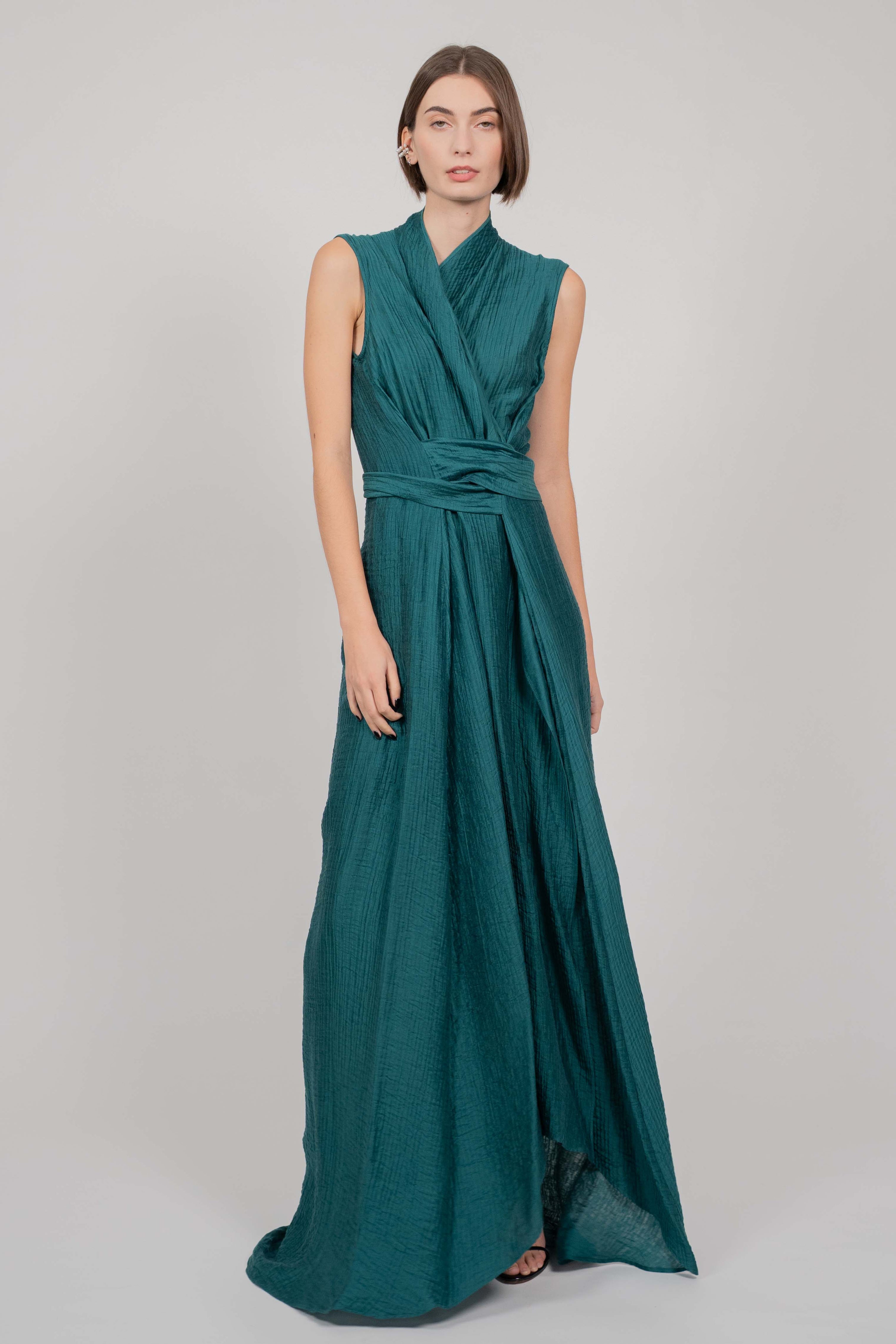 SUMMER ROBE DRESS MAXI (PEACOCK GREEN)  Leeda