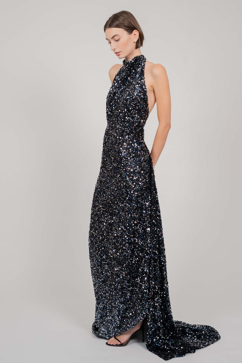 EXCLUSIVE SEQUIN DRESS SILVER/BLACK