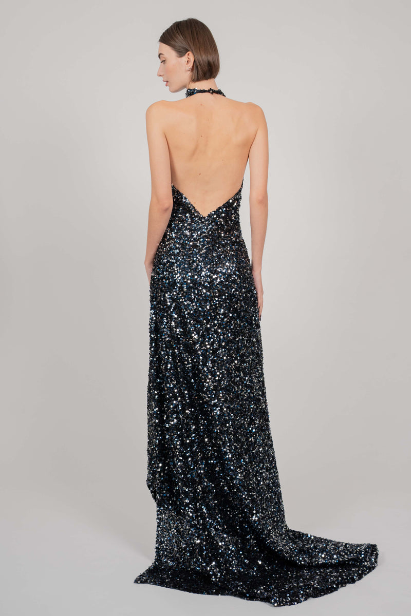 EXCLUSIVE SEQUIN DRESS SILVER/BLACK