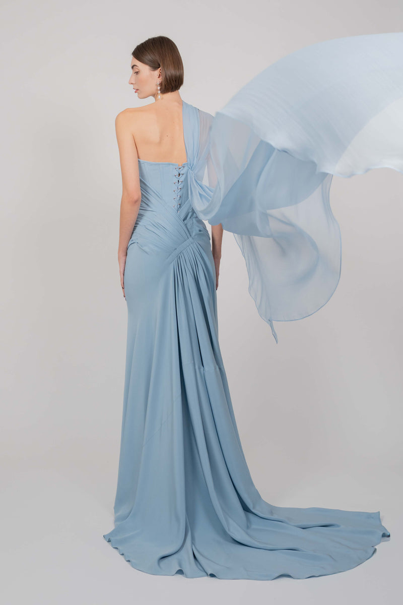 LONG CORSET GOWN (PALE BLUE) - RENTAL Leeda LONG CORSET GOWN (PALE BLUE) - RENTAL Leeda