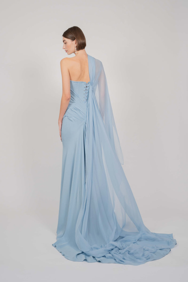 LONG CORSET GOWN (PALE BLUE)