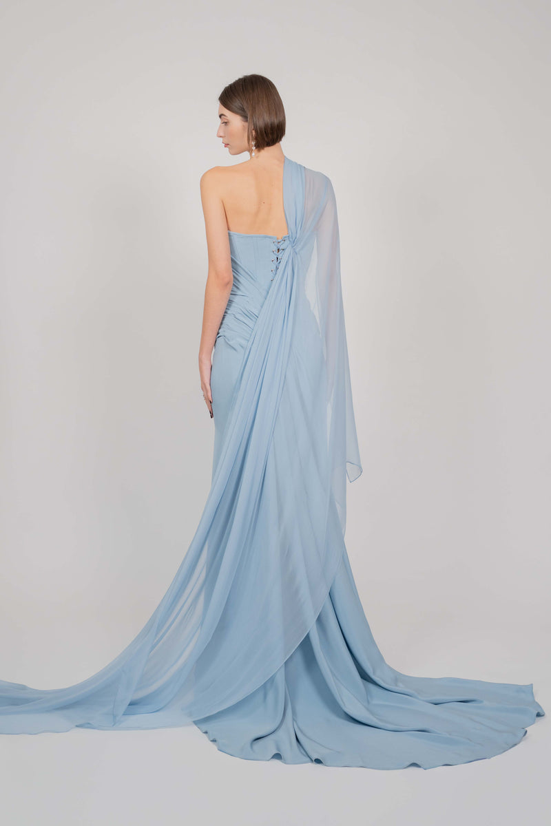 LONG CORSET GOWN (PALE BLUE)