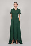 SHIRT TIE DRESS WITH TRAIN (GREEN)