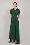 SHIRT TIE DRESS WITH TRAIN (GREEN)