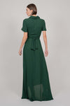 SHIRT TIE DRESS WITH TRAIN (GREEN)