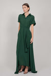 SHIRT TIE DRESS WITH TRAIN (GREEN)