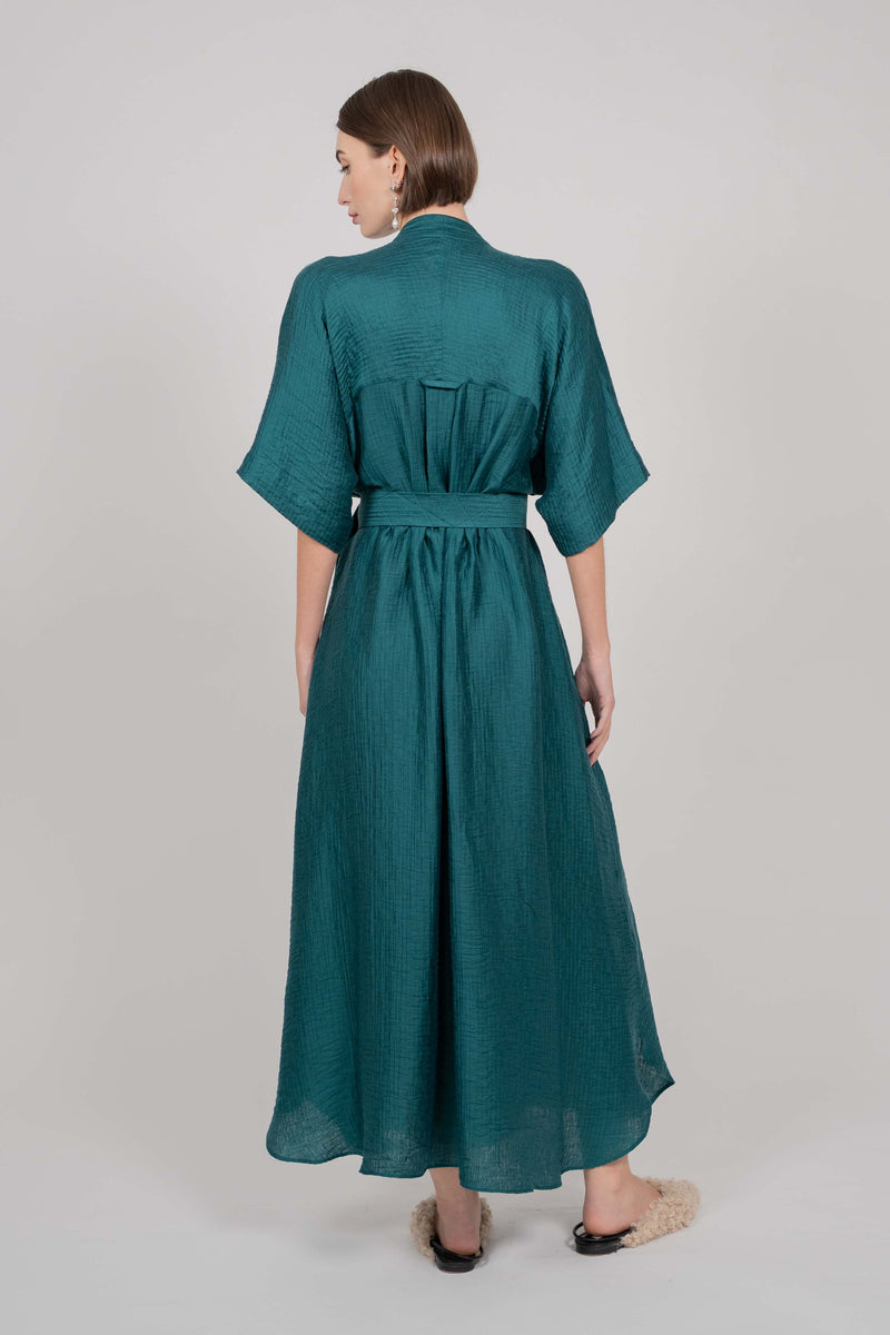SHIRT DRESS WITH BELT (GREEN)