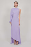 ASYMMETRIC LONG DRESS WITH ONE SLEEVE (VIOLET)
