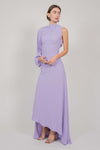ASYMMETRIC LONG DRESS WITH ONE SLEEVE (VIOLET)