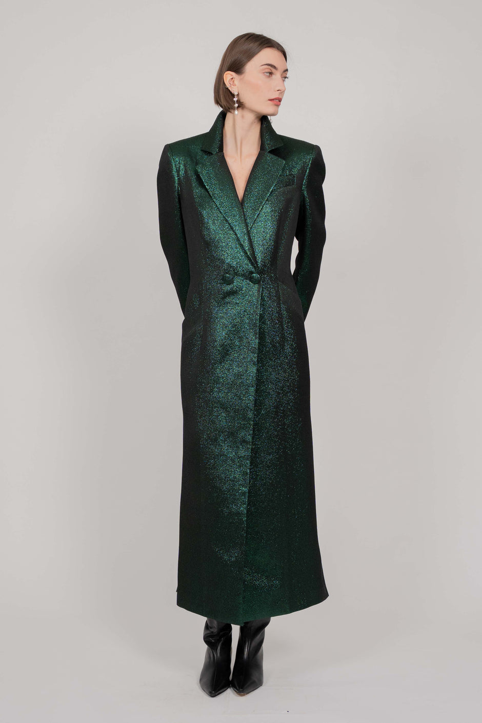 WOOL LONG COAT (GREEN) - Leeda