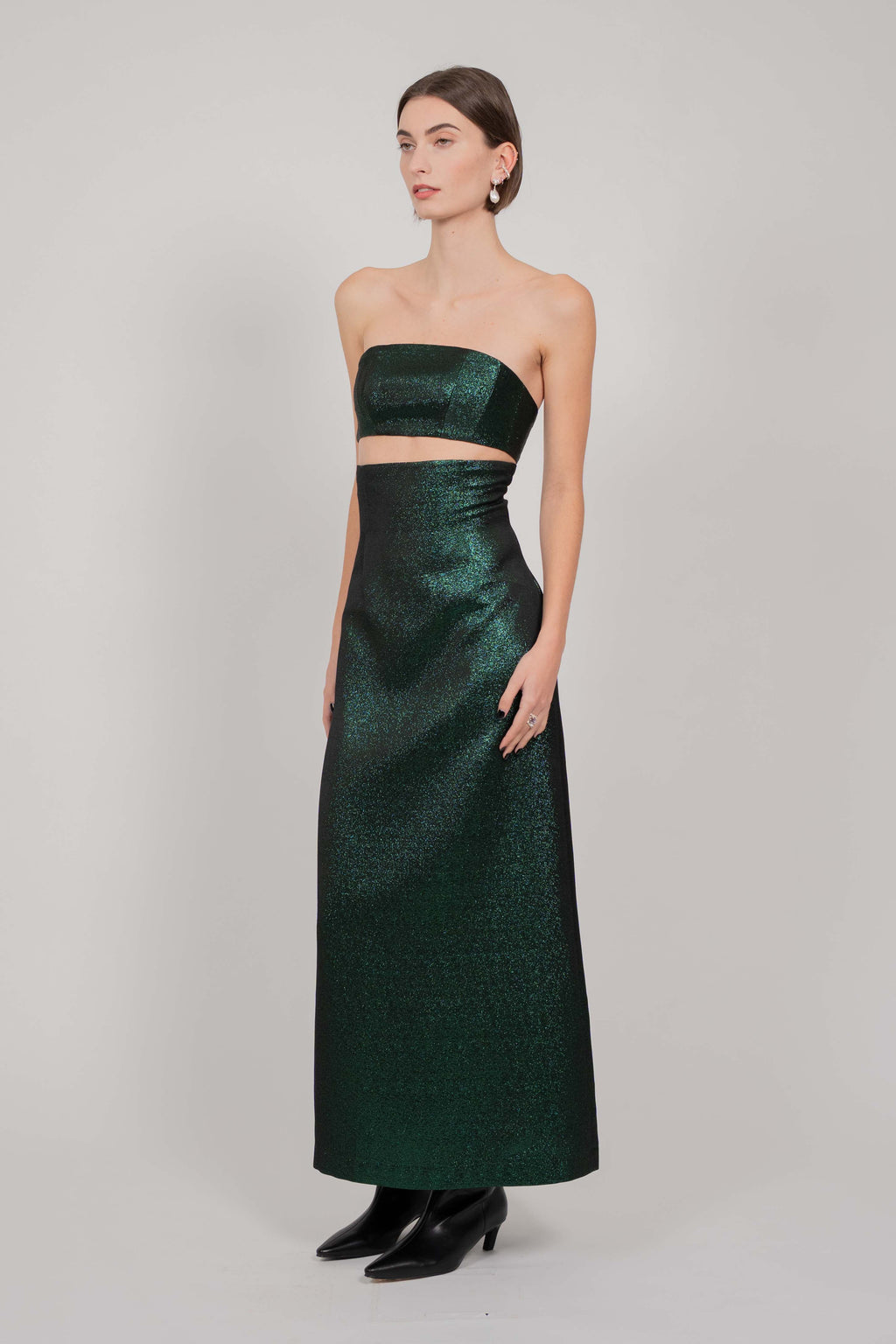 LONG PENCIL SKIRT + CORSET BRA SET (GREEN)