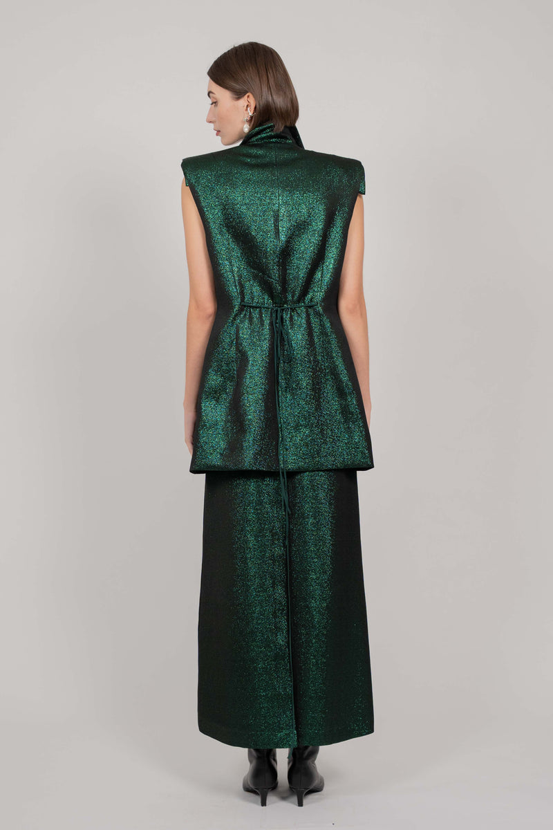 SLEEVELESS BLAZER VEST (GREEN)