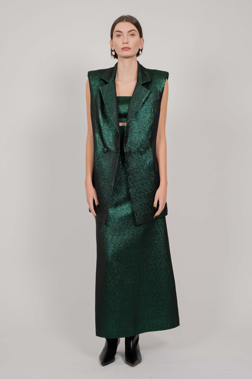 SLEEVELESS BLAZER VEST (GREEN)