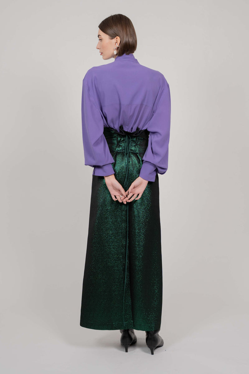 SILK SHIRT WITH TIE (VIOLET)