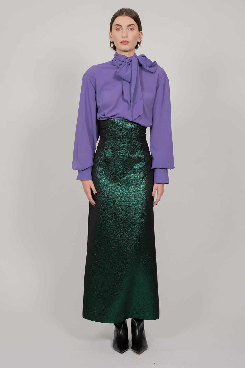 SILK SHIRT WITH TIE (VIOLET)