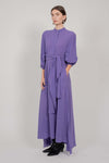 SILK SHIRT DRESS WITH BALOON SLEEVES (VIOLET)
