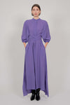SILK SHIRT DRESS WITH BALOON SLEEVES (VIOLET)