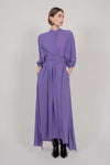 SILK SHIRT DRESS WITH BALOON SLEEVES (VIOLET)