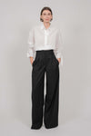 HIGH WAISTED TROUSERS (SHINY BLACK)