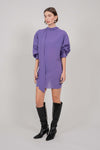 SILK SHIRT DRESS WITH TIE (VIOLET)