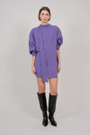 SILK SHIRT DRESS WITH TIE (VIOLET)