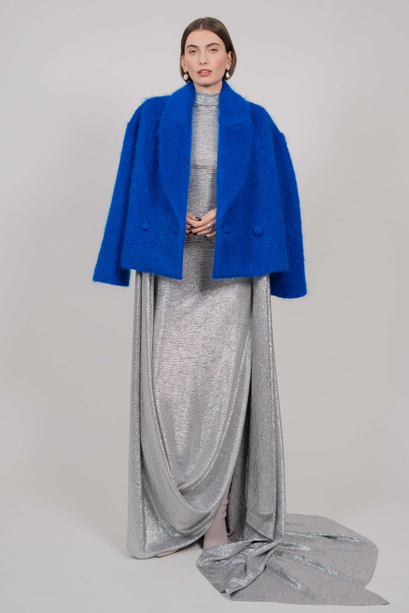 CROPPED COAT BLURR BLUE