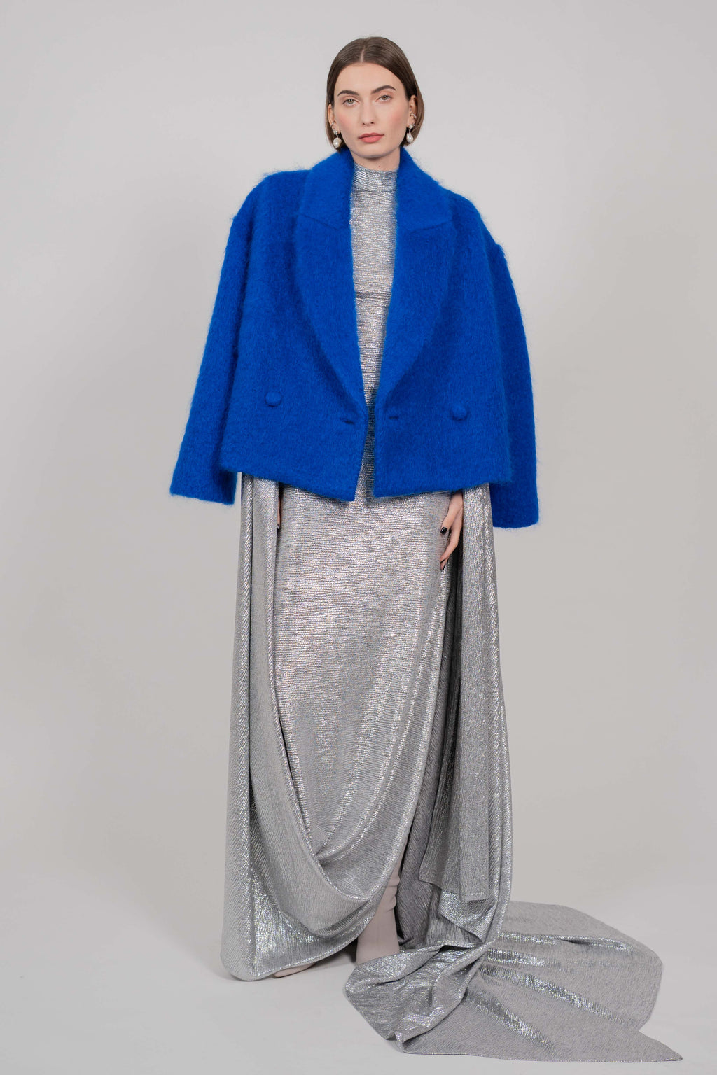 CROPPED COAT BLURR BLUE