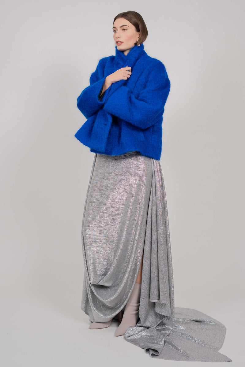 CROPPED COAT BLURR BLUE