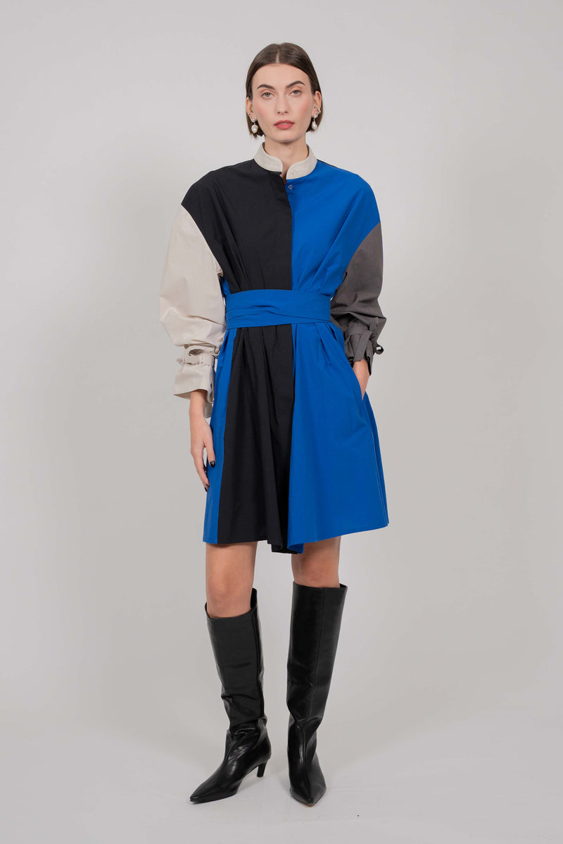 SHIRT MINI DRESS LONG SLEEVES (MULTICOLOUR)