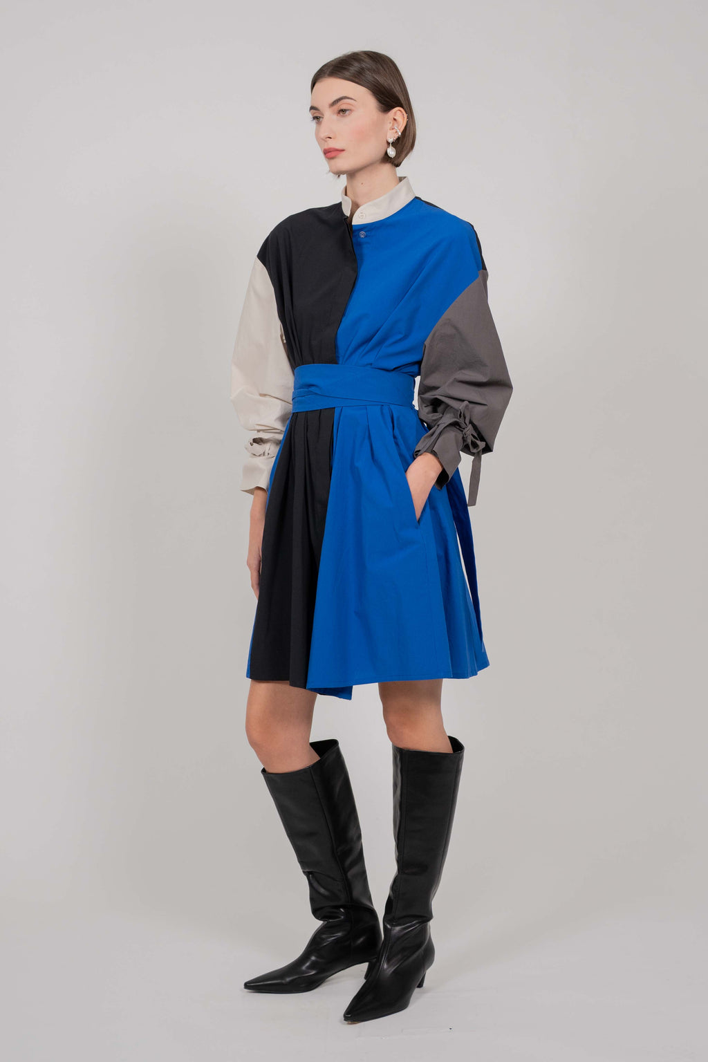 SHIRT MINI DRESS LONG SLEEVES (MULTICOLOUR)