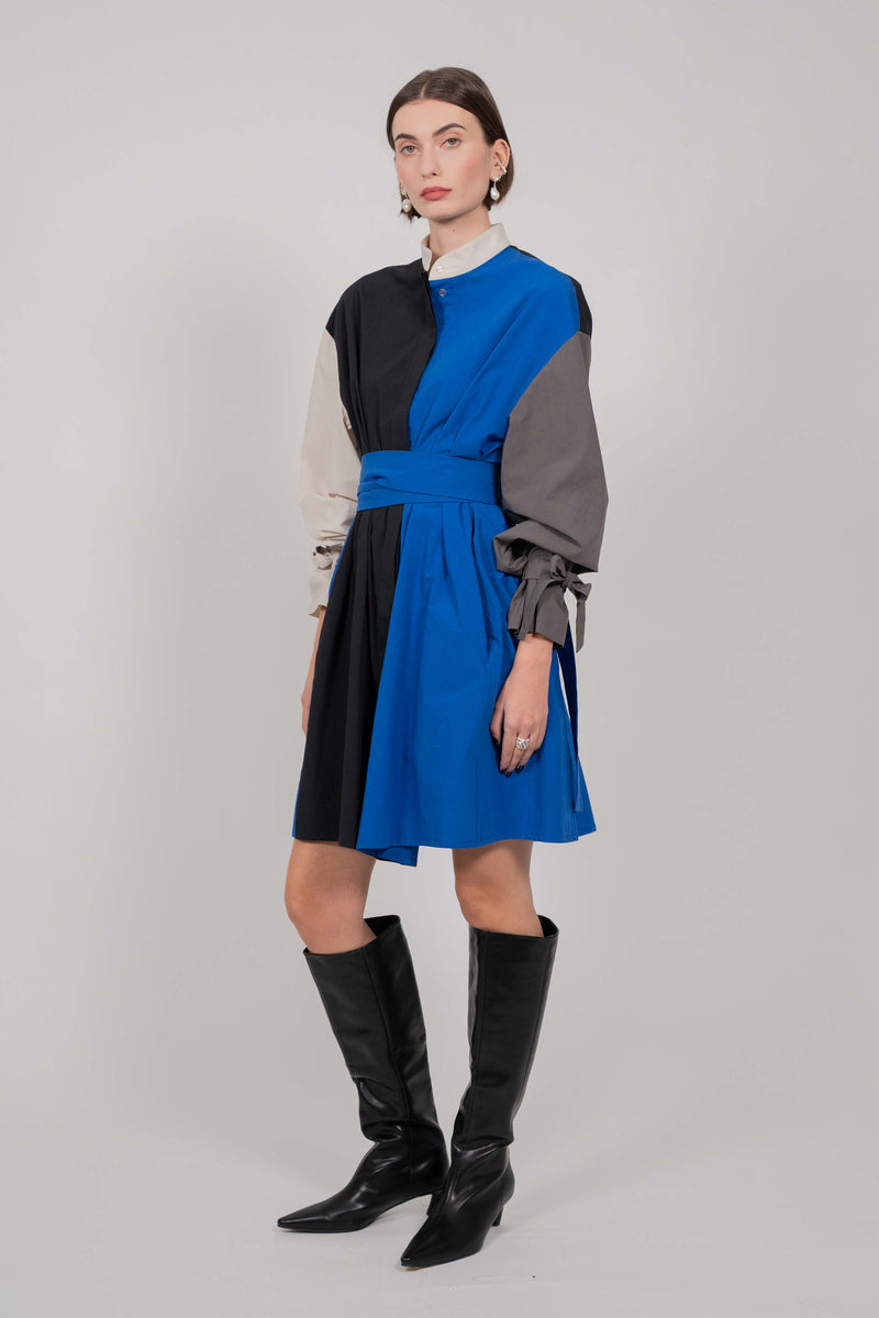 SHIRT MINI DRESS LONG SLEEVES (MULTICOLOUR)