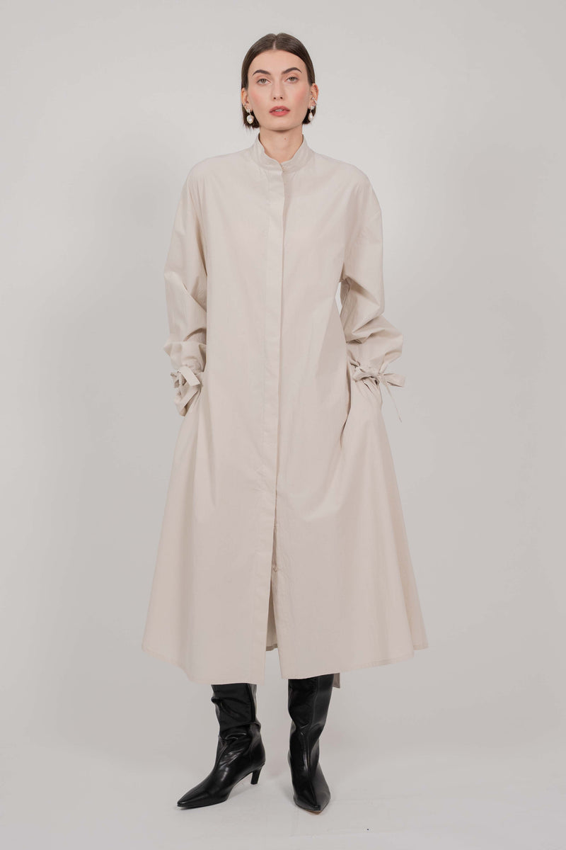 COTTON SHIRT MAXI DRESS (STONE)
