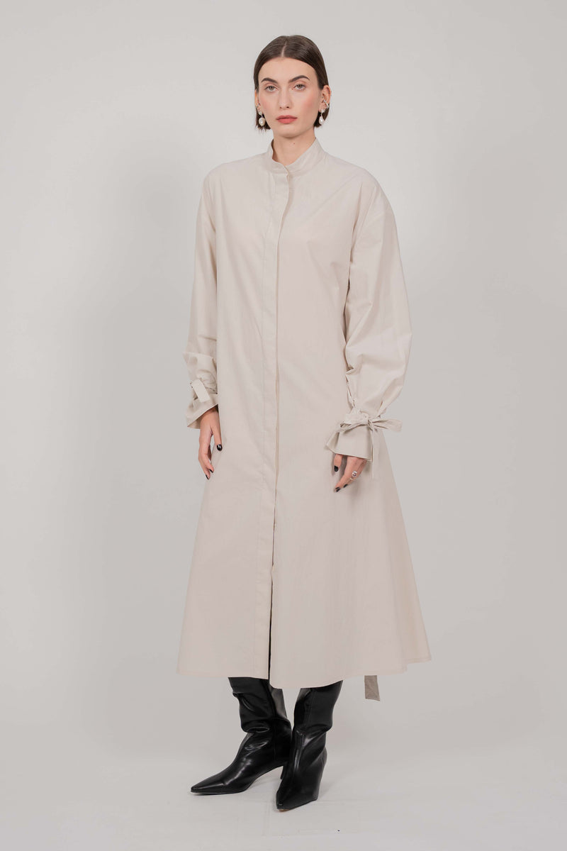COTTON SHIRT MAXI DRESS (STONE)