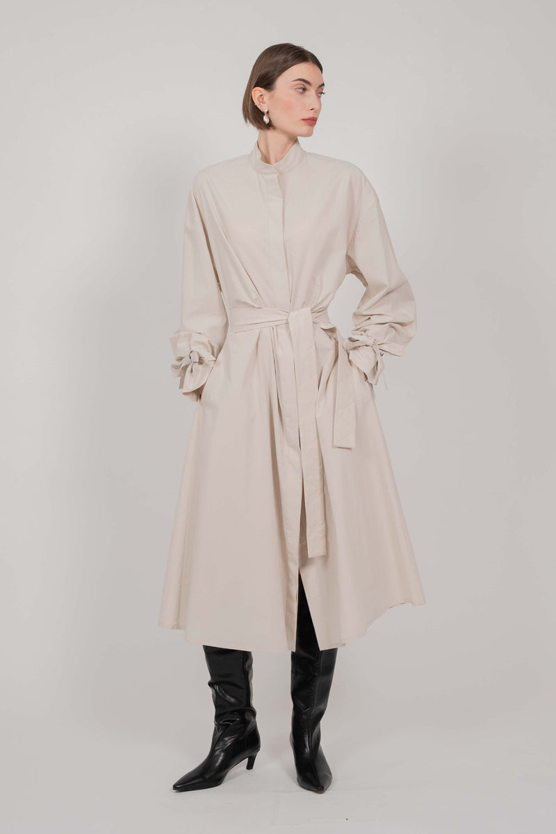 COTTON SHIRT MAXI DRESS (STONE)