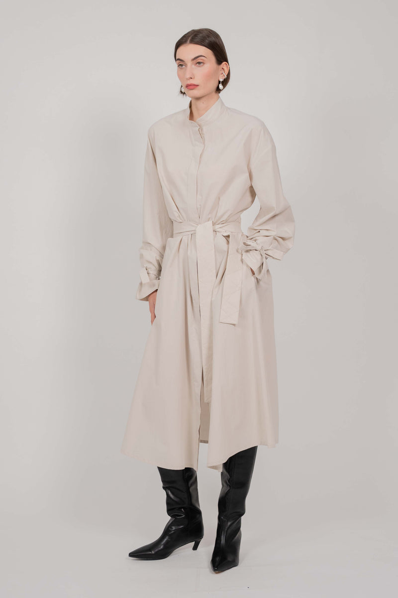 COTTON SHIRT MAXI DRESS (STONE)