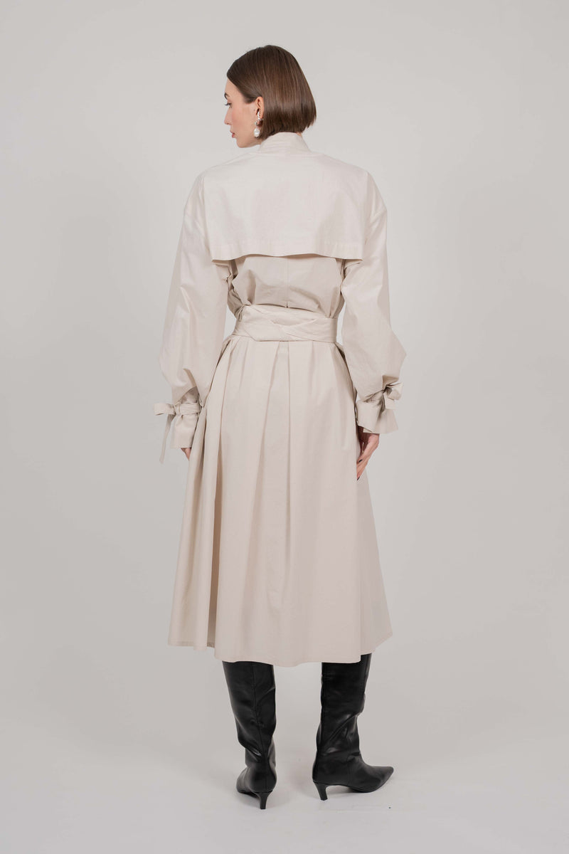 COTTON SHIRT MAXI DRESS (STONE)