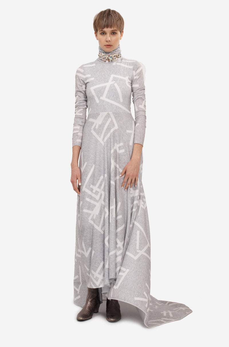 TURTLENECK MAXI DRESS WITH MARKS
